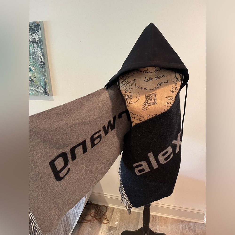 Alexander Wang Black and Gray Hooded Poncho - Picture 4 of 8